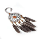 Grey Feathers Beads Wall Hanging Dream Catcher Door Pendant Pure Handmade Dreamc