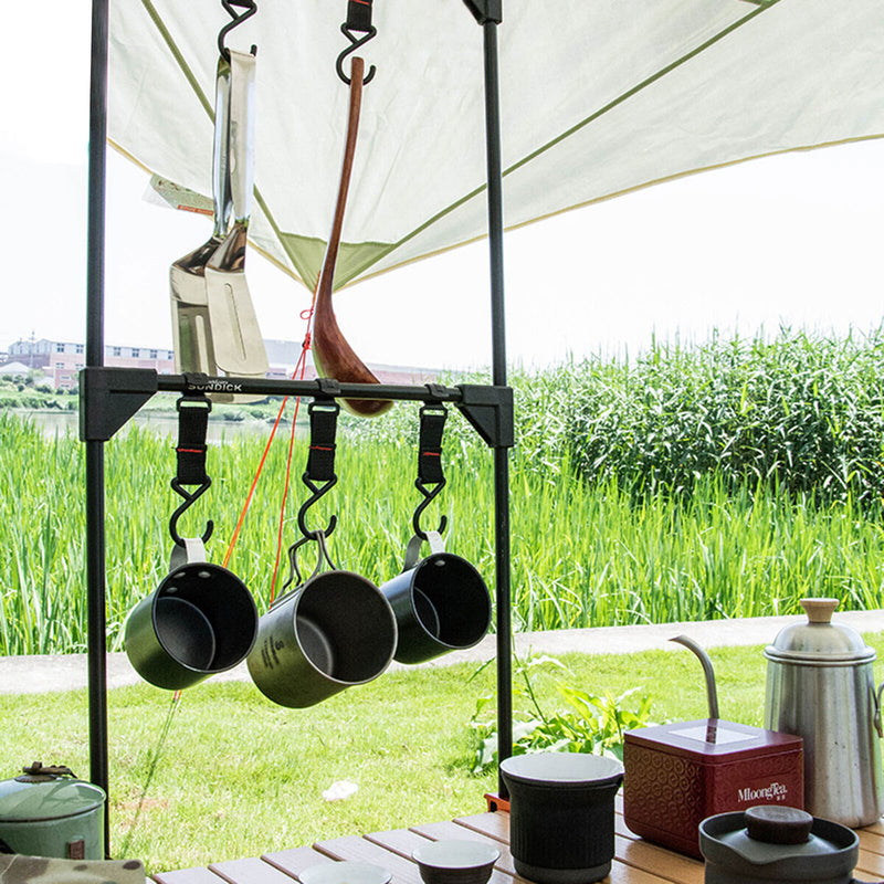 Outdoor Tabletop Shelves - Table Mounted Shelf Hanging Storage Rack with 3 Hook