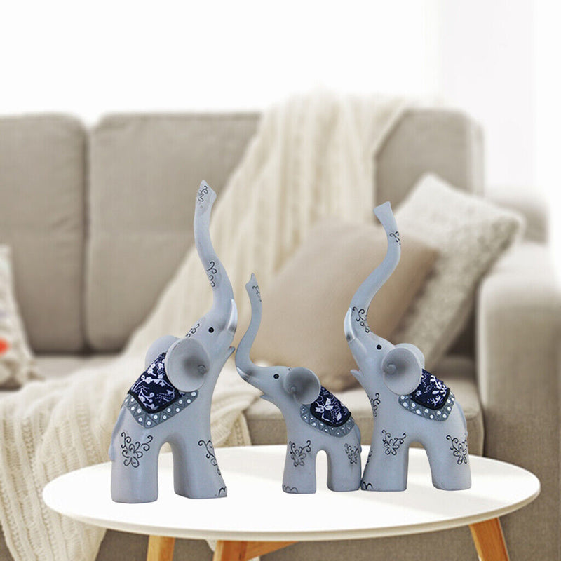 Set mit 3 Elefanten Familien Figuren Tisch Tierstatuen   Dekor