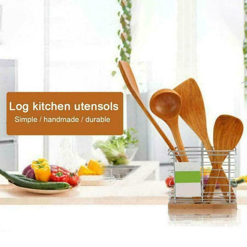 1Set Wooden Cooking Rice Spatula Scoop Non-stick Hand Shovel Wok Kitchen T1L8