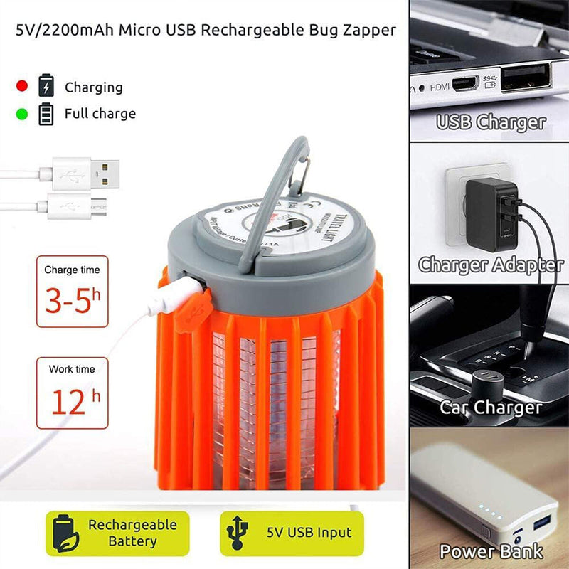 Bug Zapper Solar Powered UV LED Mosquito Insects Bugs Killer (Orange)