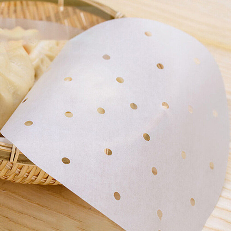 100pcs Circle Air Fryer Pad Kitchen Oven Oil Absorbing Steamer Paper (B)