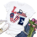 Independence Day Print Love Letter T-Shirt (White XXL)