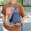 Retro Men Patchwork Travel Crossbody Chest Bag Casual Large Handbag (Blue)