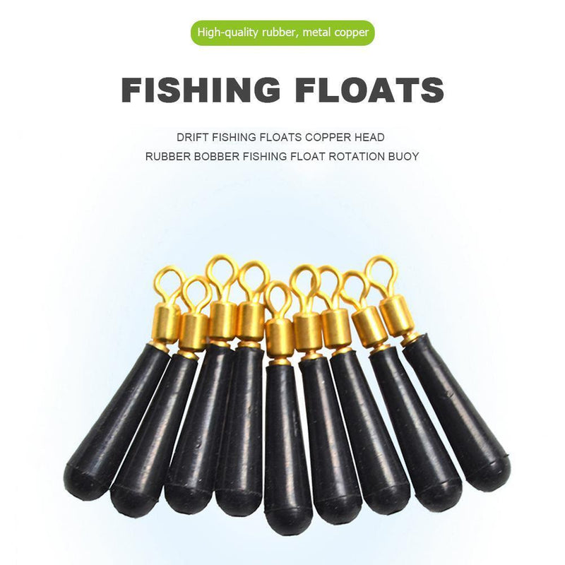 30pcs Fishing Floats Copper Rubber Bobber Fishing Float Rotation Buoy (L)