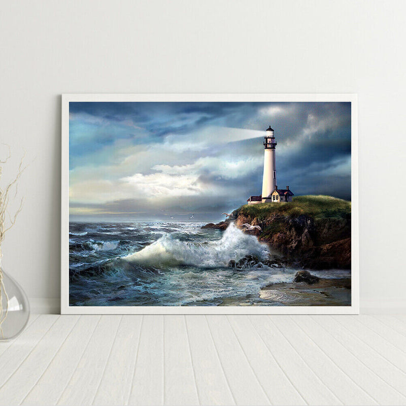 Lighthouse Drawing Frameless DIY Oil Paint by Numbers Canvas Home Decor Kit