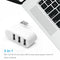 Mini Rotatable 3 Port USB Hub U Disk Reader Splitter for PC (USB 2.0 White)