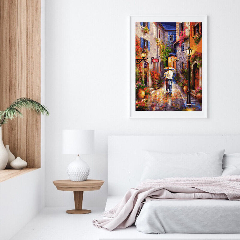 Couple in Alley Oil Paint By Numbers Kit DIY Acrylic Painting on Canvas