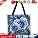 Blue Rose Printed Shoulder Shopping Bag Casual Large Tote Handbag (40*40cm)