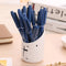 10pcs Dual Tip Fine Marker Waterproof Signature Draw Watercolor Pen (Blue)