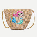 Summer Shoulder Handbags Women Animal Print Weaving Crossbody Messenger Bags