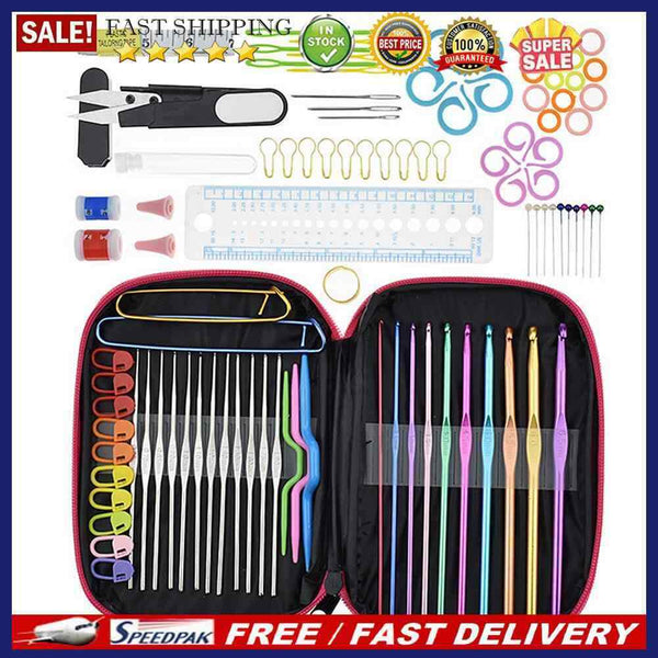 DIY Aluminum Crochet Hooks Sweater Knit Sewing Needles Set Kit (100pcs)