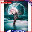 5D Moon Giraffe Mosaic Full Round Diamond Drawing Handmade Rhinestone Craft Gift