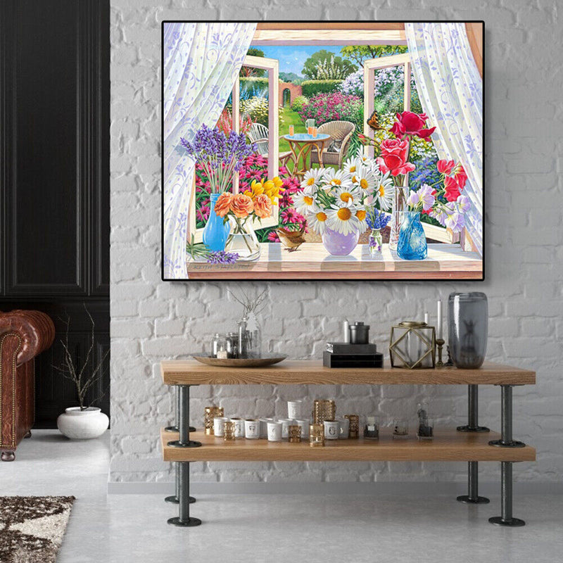 Painting By Numbers Kit DIY Flowers Vase Canvas Oil Picture Wall Artwork