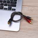 1pc 27cm 1 RCA Female to 2 RCA Male Splitter Cable RCA Cable Hub for Car