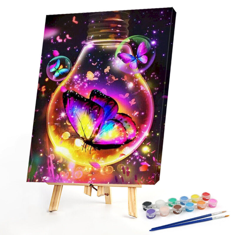 Beautiful Butterflies Oil Paint By Numbers DIY Canvas Wall Art Picture Craft Kit