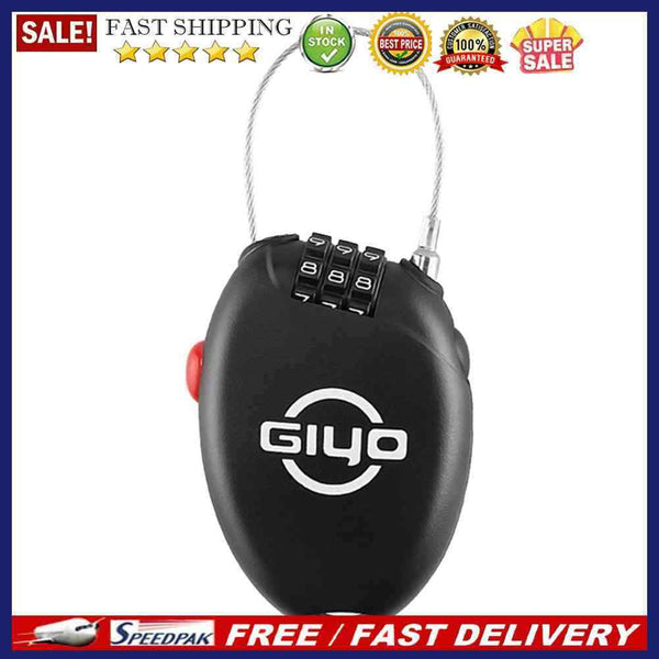 3 Digit Combination Lock with 2 Feet Retractable Steel Cable for Bike Lugga