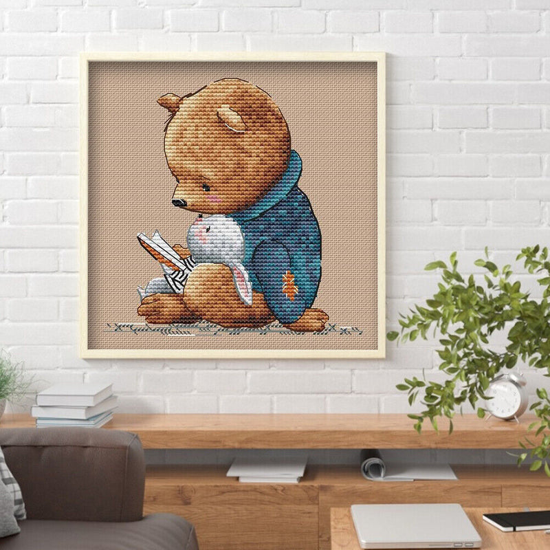 11CT Printed Partial Cross Stitch DIY Bear Rabbit Hand Painting Room Decoration