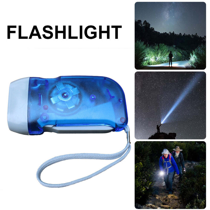 Portable 3 LED Flashlight Hand Crank Torch for Camping Light Outdoor Hiking Tool