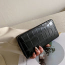 Ladies PU Leather Mini Purse Retro Alligator Pattern Phone Card Bag Long Wallet