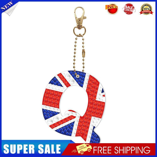 Letter Crystal Diamond Painting Acrylic Keychain DIY Key Ring Pendant (Q)