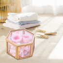 Hexagon Transparent Glass Jewelry Box Wedding Ring Earrings Holder (Square)