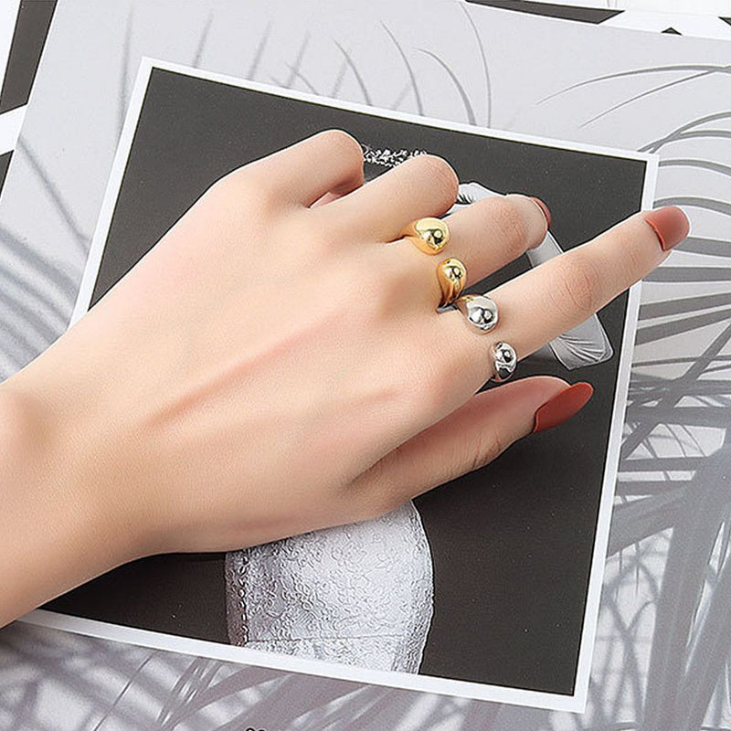 Women Minimalist Opening Rings Jewelry Gift Finger Rings Double Ball Beads