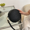 Round Crossbody Bags Women Alligator Leather Circle Shoulder Purse (Black)