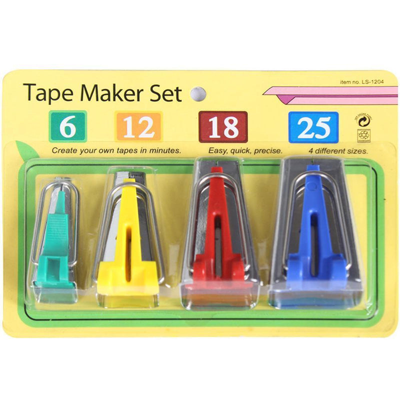 1 Set of 4 Fabric TILT TAPE Maker Tool Sewing Quilts 6mm 12mm 18mm Tape Maker Too