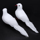 2pcs White Foam Feather Simulation Doves Wedding Table Decor Home Craft