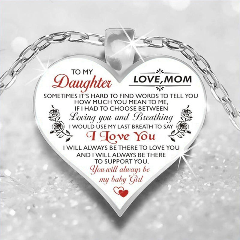 Wife My Daughter Love Women Jewelry Gifts Pendant Family Heart Necklace