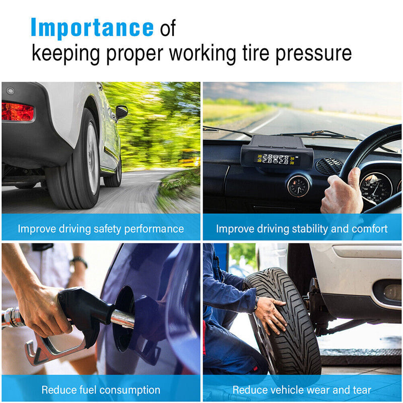 Car TPMS Auto Tire Pressure Temp Monitoring System with External Sensors Newly