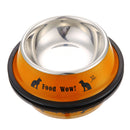 Stainless Steel Anti-skid Dog Cat Food Water Bowl Pet Feeding Tool Orange Newly