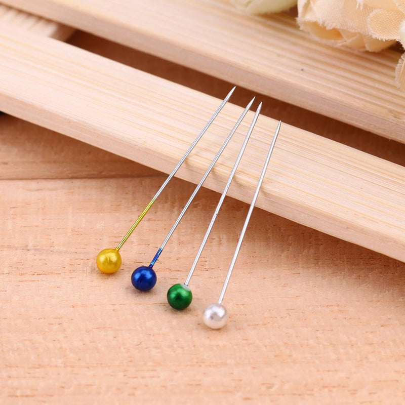 100pcs 4cm sewing head pin round straight bead needles stainless steel + PVC multicolor N
