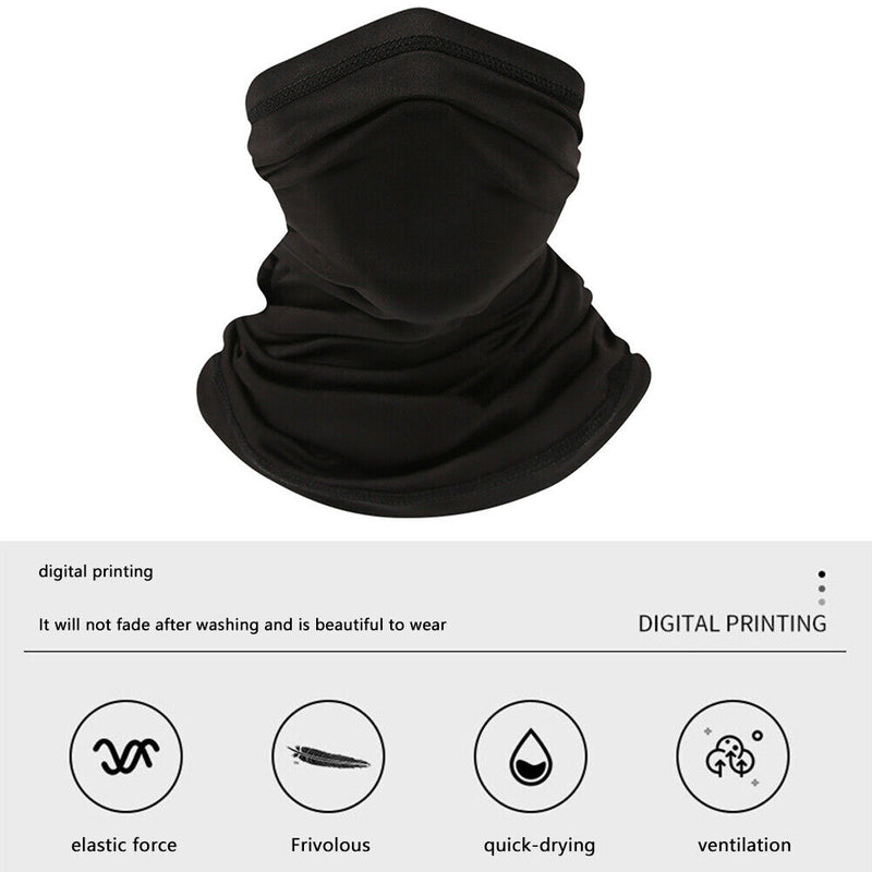 Cycling Camping Neck Tube Scarf Ice Silk Outdoor Running Bandana (black) Newly