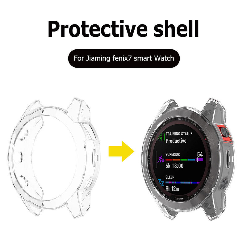 Watch Protective Frame Shell Case for Garmin Fenix 7 (Transparent White) Newly