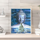 Full Embroidery Stamped Buddha Statue In Water 11CT Cotton Thread Cross Stitch K