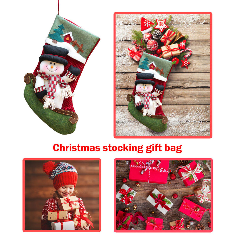 Christmas Stockings Gifts Bag Big Plush Socks Bags Xmas Socks (Snowman) Newly