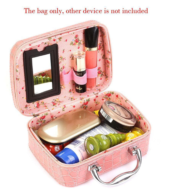 Small Square Solid Handbag Mirror Cosmetics Storage Bag Makeup Bags (Pink)
