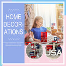 Independence Day Patriotic Ornaments - Blue Red & White Wooden Craft Decor Newly