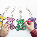 5pcs DIY Full Drill Special Shape Diamond Painting Bear Key Ring Embroidery Gift