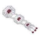 Women Retro Hollow Geometric Shape Rhinestone Imitation Gem Brooch(1)