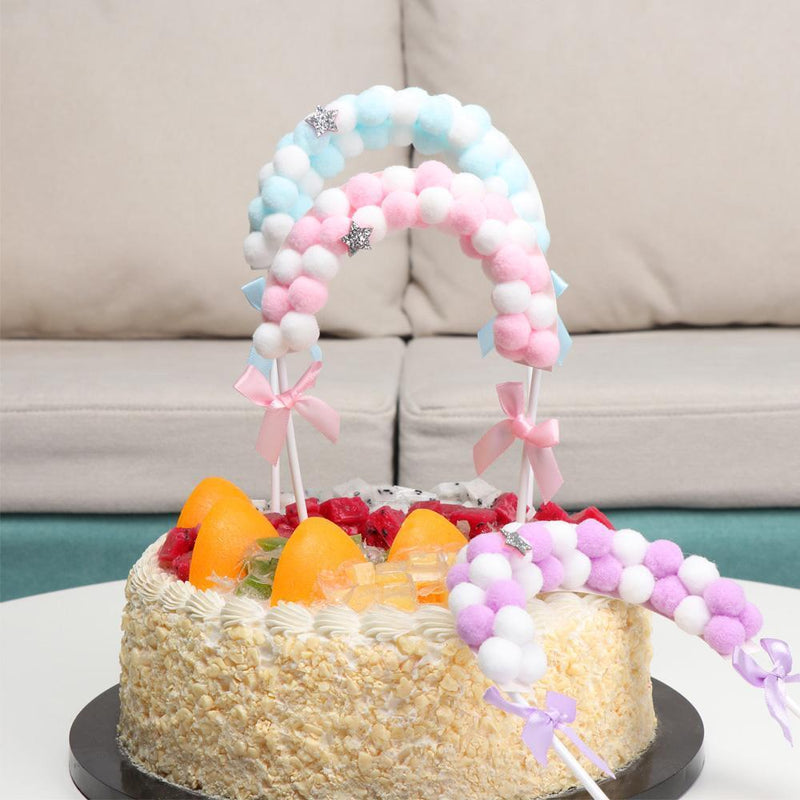 Wedding Soft Cake Flags Cloud Balloon Cake Topper Baby Shower Pompom Cloud