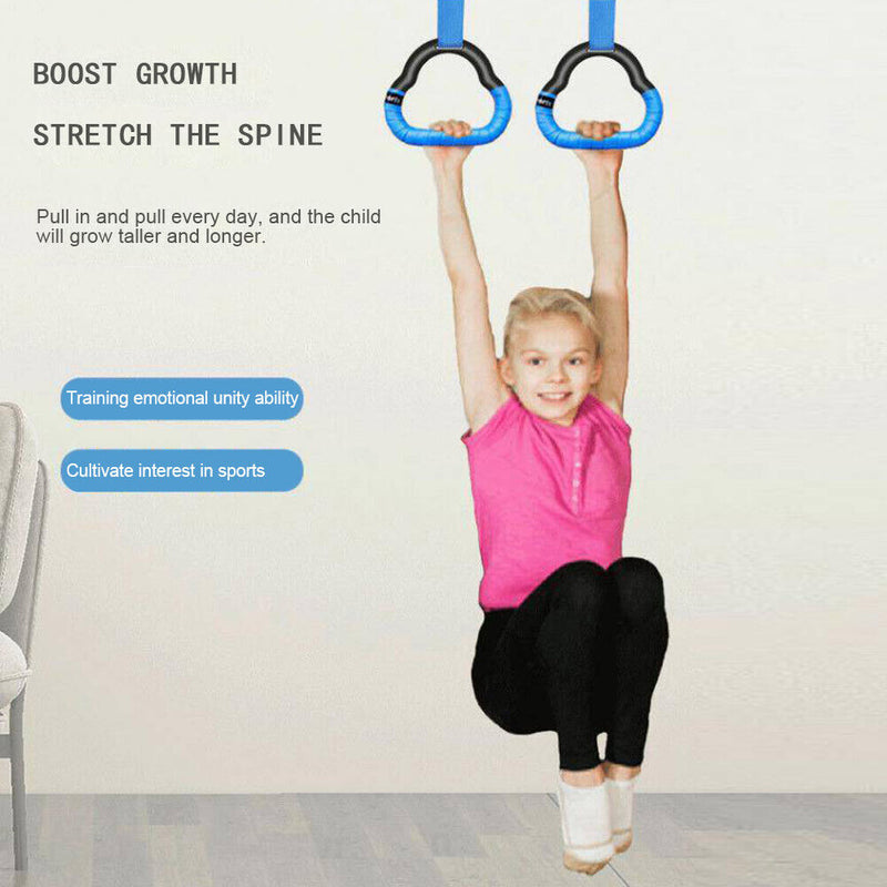 Gymnastic Rings for Kids Indoor Gym Pull-up Strength Training (Rings+Strap)