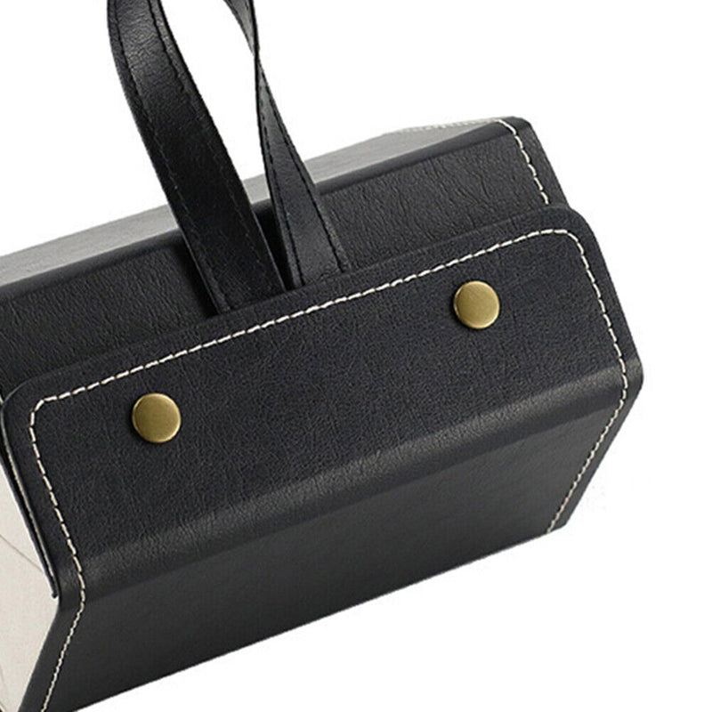 5 Grid Portable Glasses Display Box Folding Leather Sunglasses Bag (Black) Newly