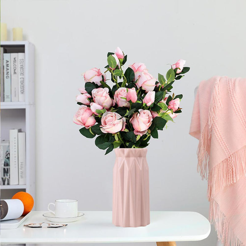 3 pcNordic Style Plastic Vase Desktop Ornaments for Dry Flower Holder (Pink)