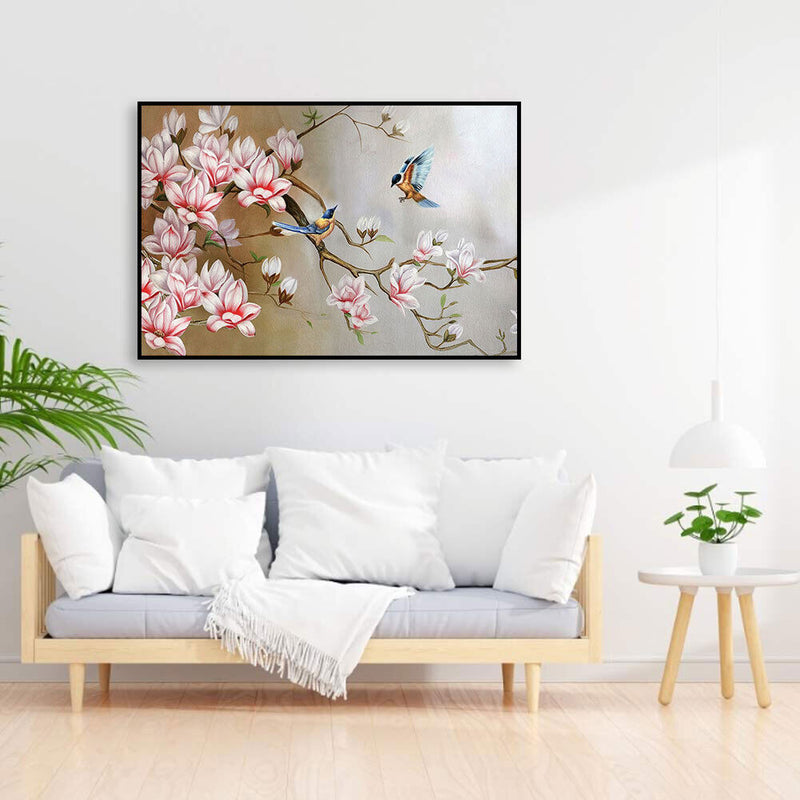 Flower Branch Birds Oil Paint By Numbers Kits DIY Handpainted on Canvas Art