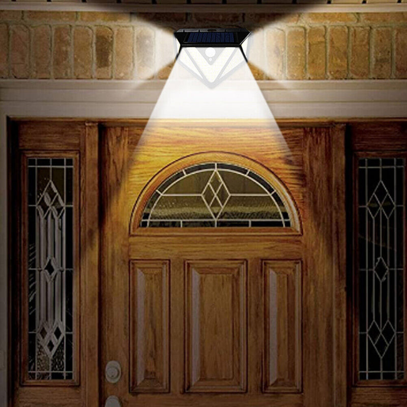 Solar Power PIR Motion Sensor Wall Light Garden 3 Modes Lamp (2pcs 166 LED)