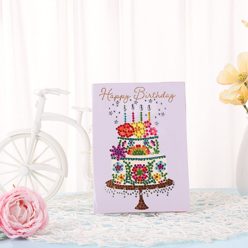 Special Shaped 5D Diamond Painting Happy Birthday Card DIY Postcard (KP016)