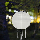 Solar Nylon Lantern Lamp Waterproof Hanging Light Festival Decor (White) Newly